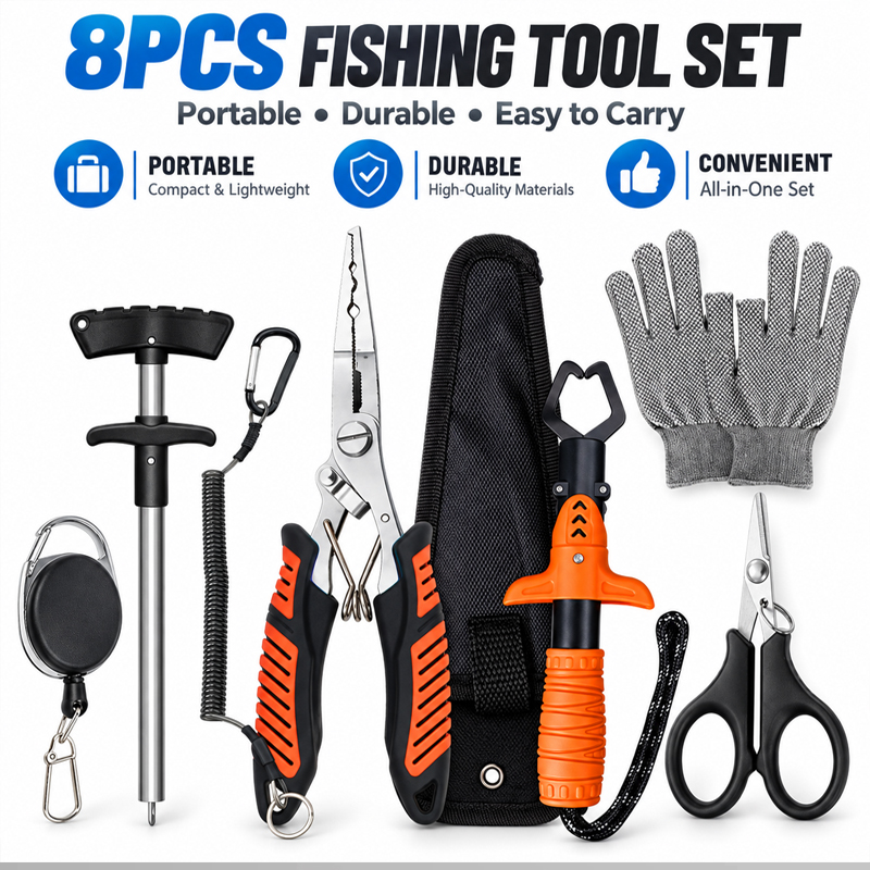 Fishing Line Cutter - Professionelles Multifunktionales Angelzangen-Set Fischlippenhalter Hakenentferner Angelschnur-Schneider